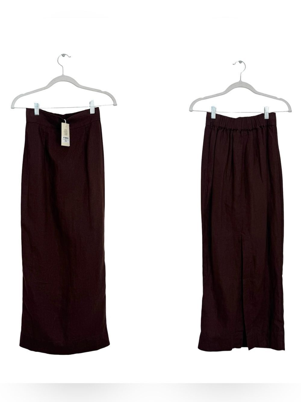 NWT POSSE Emma Linen Pencil skirt in chocolate brown - Picture 7 of 10